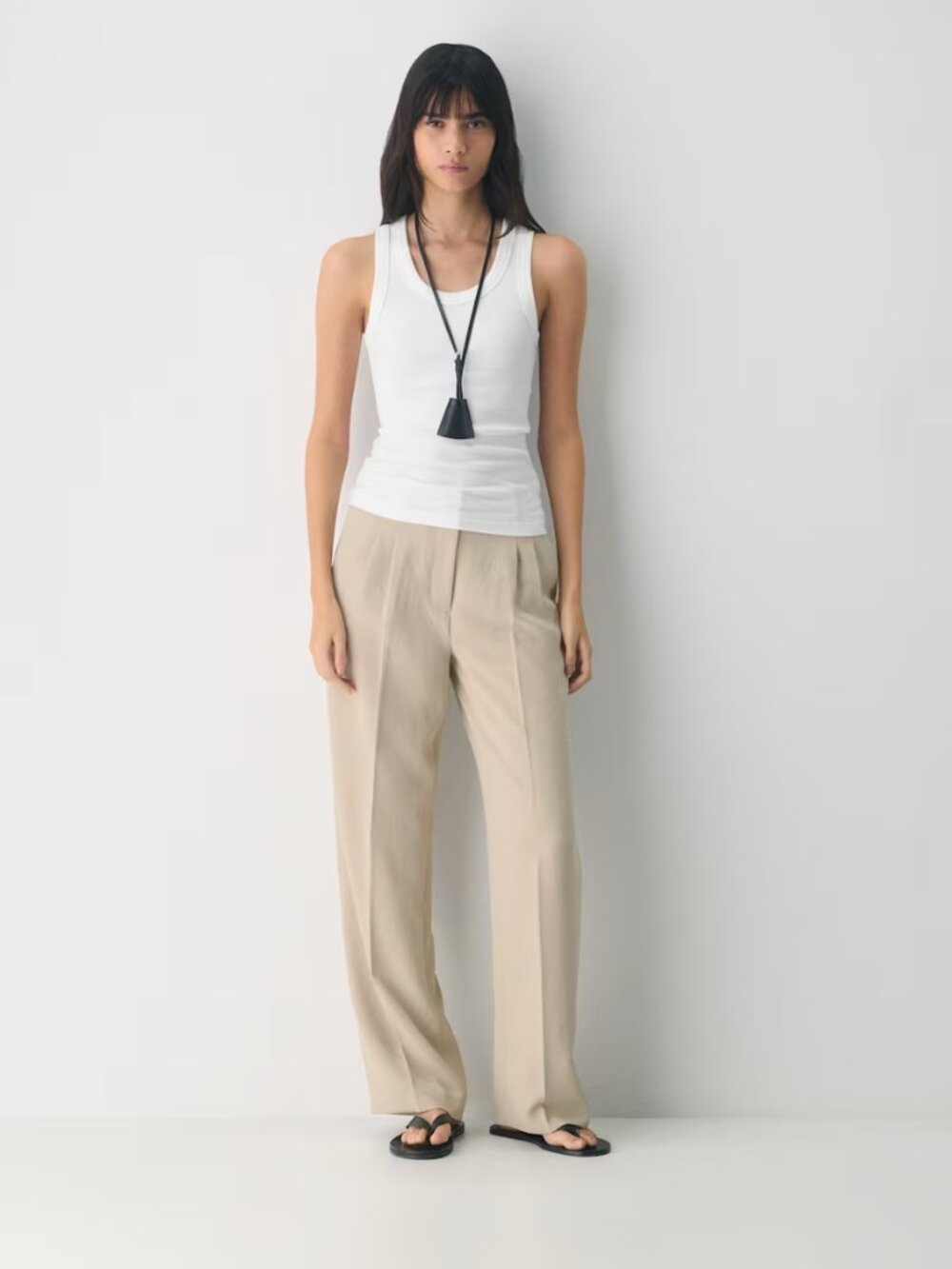 Aritzia Wilfred Effortless Pant Crepette Trousers Beige Wide Leg Office NWOT 14